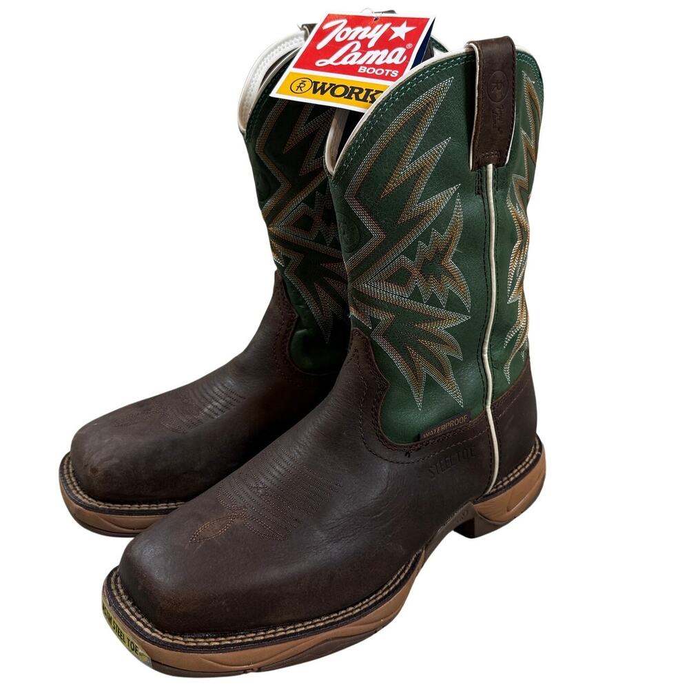Tony Lama Bartlett Steel Toe Waterproof Work Boots 9.5EE Brown New